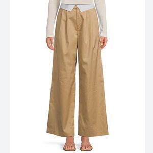 Gianni Bini Wide Leg Trouser Pants Size 10 Tan Camel Pleated High Rise